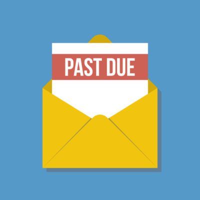 An envelope with a 'past due' notice indicating a late payment.