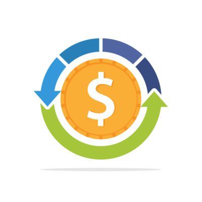 Illustration icon with the concept of a cash flow process, working capital cycle