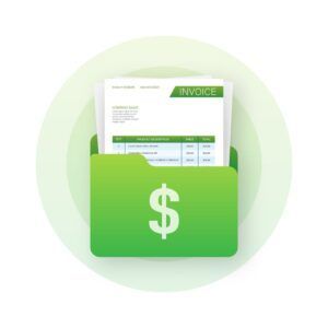 Business card with invoice. Customer service concept. Online payment. Tax payment. invoice template.