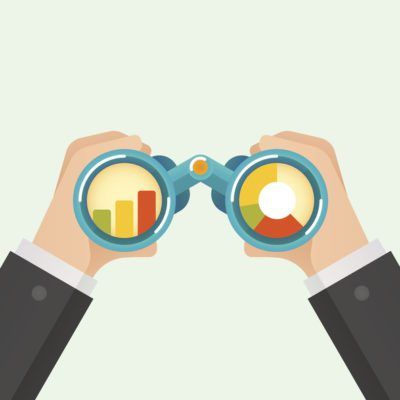 Hand and Binocular, Business vision concept. Vector illustration