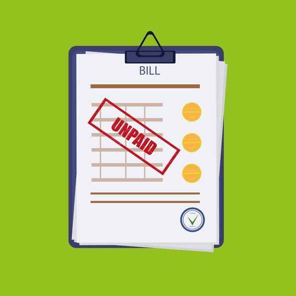 Unpaid, overdue, or past due bill. An expense document with a delay in payment on clipboard.