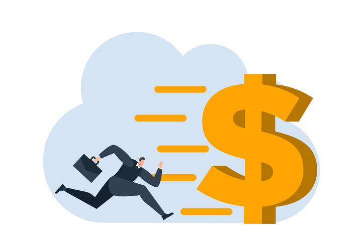 businessman with dollar money coin currency flat illustration template for fast capital