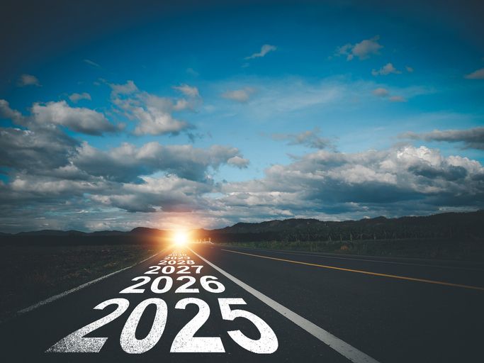 Road 2025 to 2032 new year direction concept and sustainable development concept . Cash management tips for 2025 and beyond