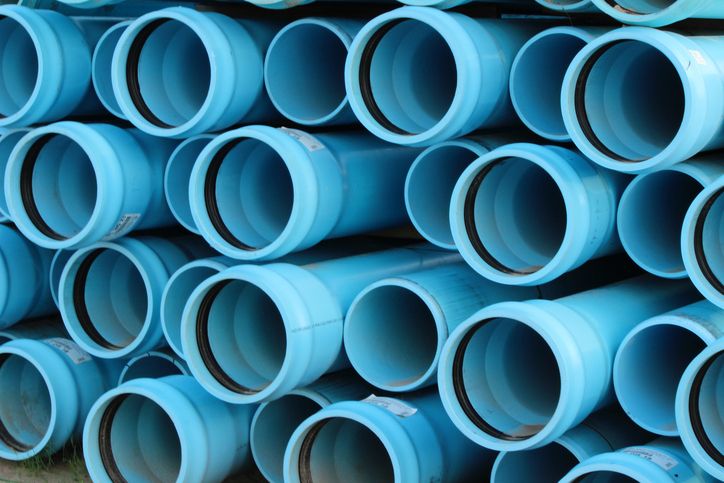 Light blue drainage pipes. Wholesale water pipe distributor.